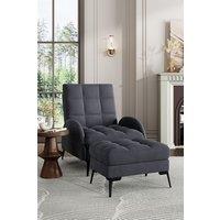 H&O Direct Modern Recliner Lounge Set with Ottoman & Sleek Metal Base in Grey