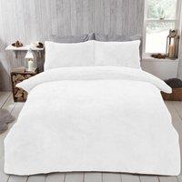 OHS Thermal Soft Teddy Fleece Duvet Cover Bedding Set in White | Size: Super King