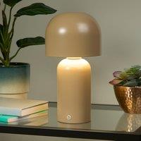 Lighting Collection Portable LED Mushroom Table Lamp Taupe