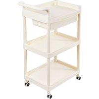 Living and Home 4-Tier Rolling Trolley Cart Vegetable Fruit Storage Rack Organiser with Drawer in White