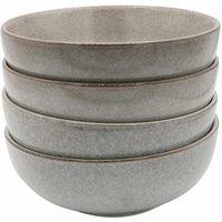 Cooks Professional Set of 4 Nordic Stoneware Cereal Bowls with Reactive Glaze - 2 Colours in Grey
