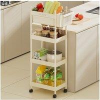 Living and Home 5-Tier Rolling Trolley Cart Vegetable Fruit Storage Rack with Drawer & Sided Basket in White