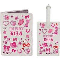 Personalised Memento Company Women's Personalised Cowgirl Passport Holder & Luggage Tag in Cream