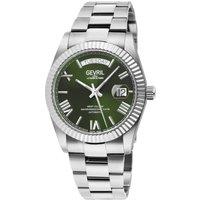 Gevril Men's West Village, Swiss Automatic Watch, Green Dial, 316L Stainless Steel, & Sapphire Crystal in Silver