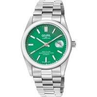 Gevril Men's West Village, Swiss Automatic Watch, Green Dial, Stainless Steel, & Sapphire Crystal in Silver