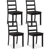 Costway Dining Chairs Set of 4 Ladder Back Side Chairs w/Rubber Wood Legs in Black