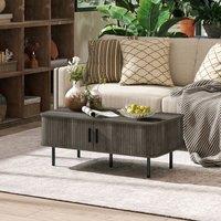 HOMCOM Coffee Table with Storage & Sliding Doors for Living Room in Grey