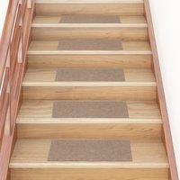 Berkfield Home Self-adhesive Stair Mats Rectangular 15 pcs 60x25 cm Light Brown | Size: Medium