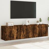 Berkfield Home TV Cabinets Wall-mounted 2 pcs Smoked Oak 80x30x41 cm in Brown | Size: 80 x 30 x 41 cm