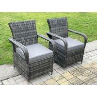 Fimous Rattan Garden Furniture Chairs Wicker Patio Outdoor 2 Chairs in Dark Grey