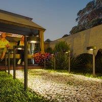 OUTSUNNY Solar Stake Lights 8 Pack, IP44 Pathway Lighting, Auto On/Off LED in Black | Size: 8 Pack