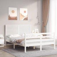 Bed Frame with Headboard White 140x200 cm Solid Wood