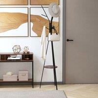 HOMCOM Free Standing Coat Rack Metal Shelf Holder Stand Display Clothes Hat in Brown