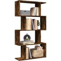 Berkfield Home Room Divider Bookcase 4-Tier Smoked Oak 70x24x129 cm Engineered Wood in Brown | Size: 70 x 24 x 129 cm