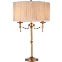 Netlighting Stanford 2 Light Table Lamp Antique Brass with Beige Shade E14 in Gold