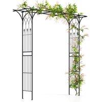 Gymax 205cm Garden Arbor Metal Archway for Climbing Plants Garden Decor in Black