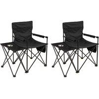 Costway 2Pcs Oversized Camping Chair Folding Heavy-duty Picnic Chair in Black