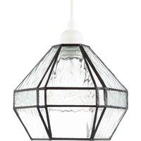 Happy Homewares Vintage Classic Bronze Pendant Shade with Moroccan & Water Glass in Clear