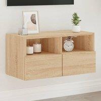 Berkfield Home TV Wall Cabinet Sonoma Oak 60x30x30 cm Engineered Wood in Brown | Size: 60 x 30 x 30 cm