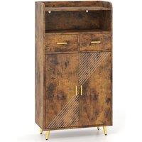 Gymax Freestanding Buffet Sideboard Kitchen Cabinet With 2 Doors 2 Drawers in Brown