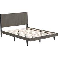 Costway Upholstered Bed Frame Wooden Slats Support Mattress Foundation in Grey