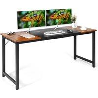 Gymax 160 x 60cm Wooden Desk Industrial Writing Workstation PC Laptop Table in Brown | Size: 160 x 60 cm