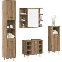 Berkfield Home 4 Piece Bathroom Furniture Set Artisan Oak Engineered Wood in Brown