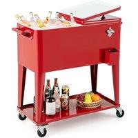 Gymax 75L Rolling Ice Chest Portable Patio Beverage Cooler Push Cart in Red