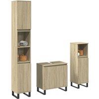 Berkfield Home 3 Piece Bathroom Furniture Set Sonoma Oak Engineered Wood in Brown