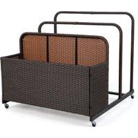 Costway Wicker Patio Pool Float Storage Organizer Pool Caddy Basket in Brown