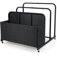 Costway Wicker Patio Pool Float Storage Organizer Pool Caddy Basket in Black