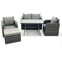 Fimous Outdoor Garden Furniture Set with Reclining Chair Big Footstool Dark Grey Mixed