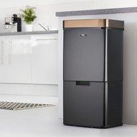 Cooks Professional Recycling Sensor Bin 75L with Dual Compartments & Food Caddy in Black