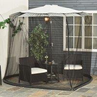 OUTSUNNY 2.3m Garden Umbrella Parasol Table Net Cover Screen Bug Netting Cover in Black