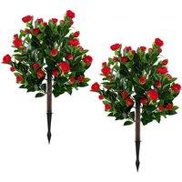 Costway 80cm Artificial Camellia Tree Set 2 Pack Fake Flower Trees in Green