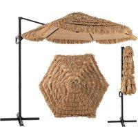 Costway 268cm Cantilever Tiki Patio Umbrella Offset Hanging Umbrella in Natural