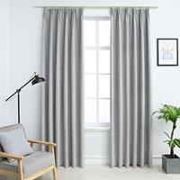Berkfield Home Blackout Curtains with Hooks 2 pcs Grey 140x245 cm