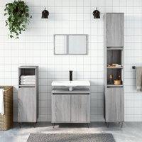 Berkfield Home 3 Piece Bathroom Cabinet Set Grey Sonoma Engineered Wood