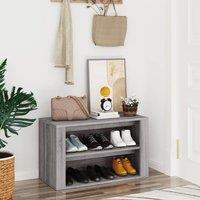 Berkfield Home Shoe Rack Grey Sonoma 75x35x45 cm Engineered Wood | Size: 75 x 35 x 45 cm
