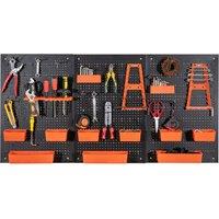 Costway Pegboard Wall Organizer 9-Bin Parts Rack Organizer w/ Hammer Racks in Orange