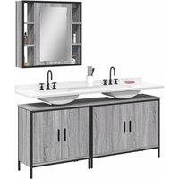 Berkfield Home 3 Piece Bathroom Cabinet Set Grey Sonoma Engineered Wood
