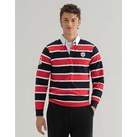 Brian Oak London Men's Black & Red Striped Rugby Shirt | Size: Small