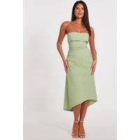 Quiz Women's Light Green Bandeau Midi Dress in Pale Green | Size: 10