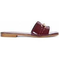 XY London Women's 'Lesley' Square Toe Flat Slider Sandals With Gold Hardware in Burgundy | Size: 3