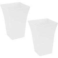 simpa Milano Tall Square Plastic Plant Pots - Set of 2 in White