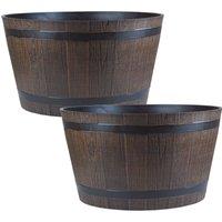 simpa Homestead Brown Half Barrel Cask Planters - Set of 2 in Dark Brown | Size: Large