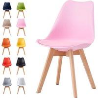 MCC Direct Single Dining Chair with Wooden Legs & Padded Cushion - Eva in Pink