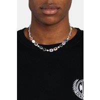 Cernucci Men's Multi Gemstone Motif Necklace - 10mm in Metallic Silver | Size: 20 inches