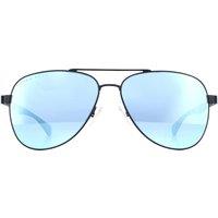 Hugo Boss Men's Aviator Matte Blue Blue Mirror Sunglasses