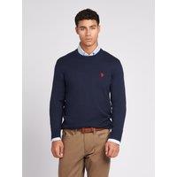 U.S. POLO ASSN. Men's Lightweight Crew Neck Jumper in Dark Navy | Size: 2XL